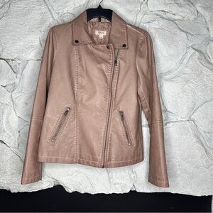 Style & Co | Women’s Faux Leather Moto Asymmetrical Zip Mauve Jacket, Size S